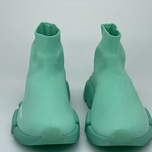 BALENCIAGA Women Stretch Knit Sock Speed 2.0 Flat Sneakers Shoes Mint - Picture 4 of 9